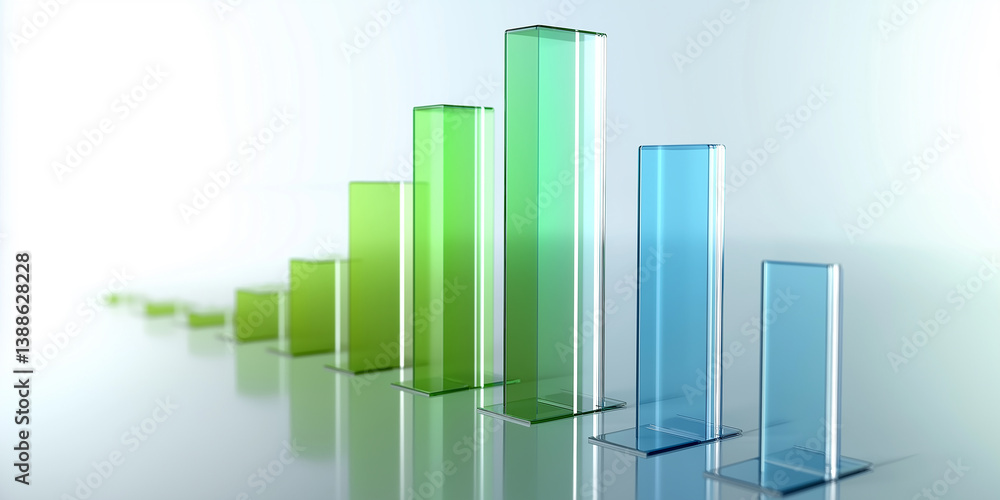 Poster glass bar graph showing growth and decline in performance
