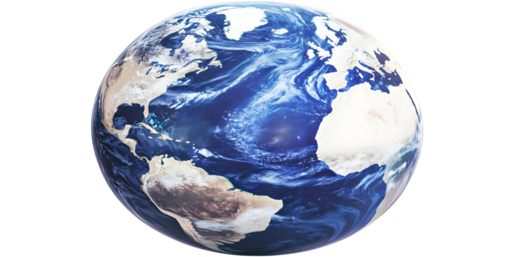 3D Rendering of Earth Globe on Isolated Transparent Background