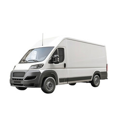 A White Delivery Van Unloading Products Isolated on Transparent Background