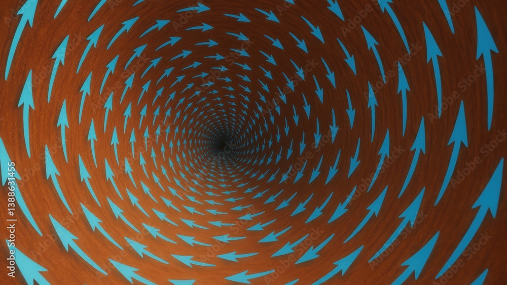 Poster simulation of engineering concepts is illustrated through dynamic spiral of arrows guiding viewer pe
