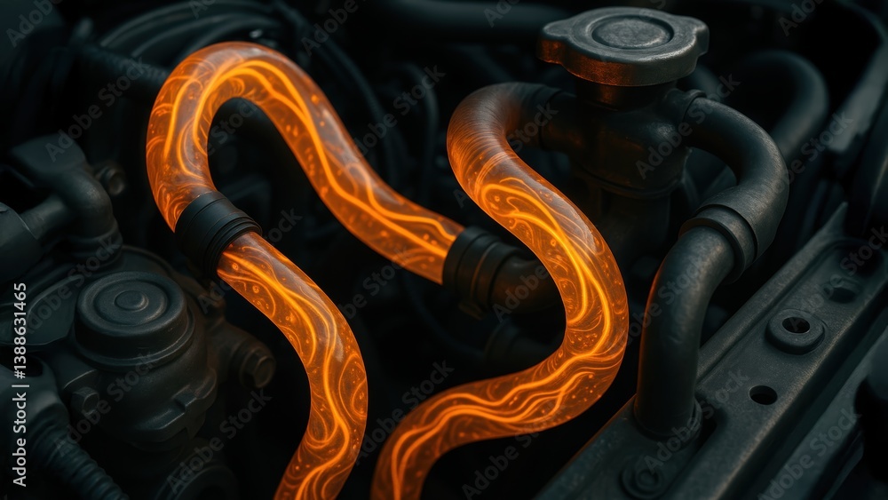 Aufkleber intricate simulation of engineering showcases glowing fluid dynamics mechanical setting, highlightin