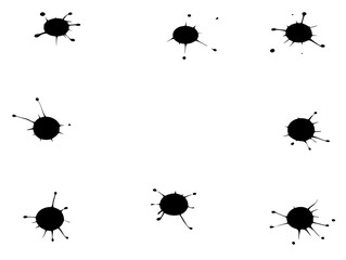 Abstract Black Shapes With White Dots On Transparent Background Illustration