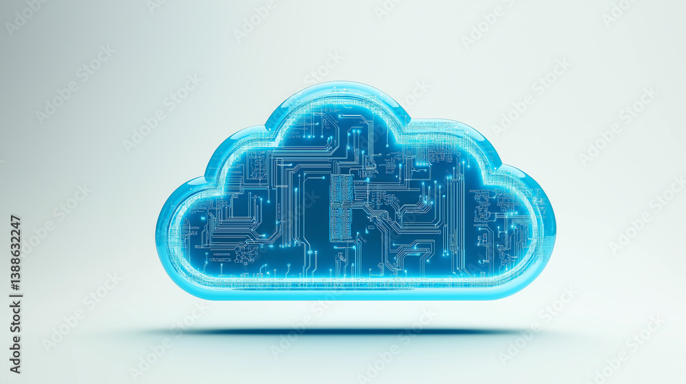 Aufkleber Cloud computing technology with printed circuit board showing data transfer