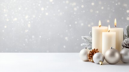 Festive candles and ornaments on a table