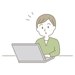 20～40代、小ぎれいな男性のビジネスシーン、シンプルかわいい線タイプ（カジュアルな服装・気付く）
