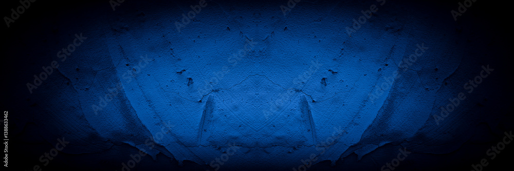 Aufkleber Old wall pattern texture cement blue dark abstract  blue color design are light with black gradient background.