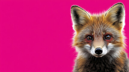 Obraz premium fox with striking pink background, showcasing its playful