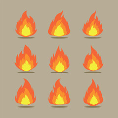 Fire that blazes with various variations of flames collection