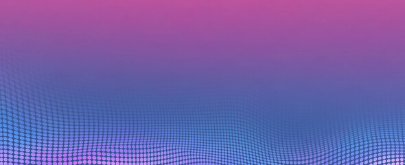 Halftone dotted wave abstract purple background futuristic technology concept 