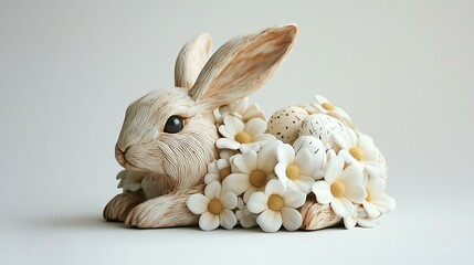 Professional adding warmth to workspace with handmade Easter decor