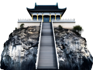 Ancient Chinese Temple On Mountain Photo Isolated Transparent Background