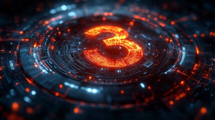 Glowing red '3' in tech circles