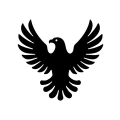 Black Eagle Silhouette on White Background Art