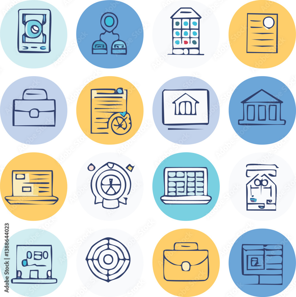 Poster simple set of business communication related vector line icons