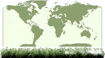Abstract World Map Illustration On Isolated Background In Green And White