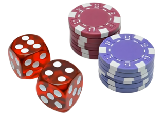 Casino Game Illustration Of Dice And Chips With Isolated Transparent Background