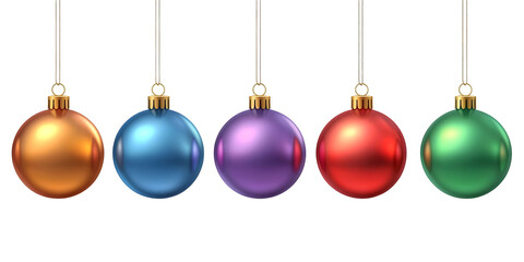 Christmas Decorations Illustration Of Colorful Shiny Baubles Hanging Isolated On Transparent Background