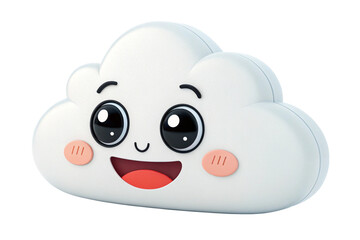 Fototapeta premium A happy, cartoon cloud kawaii style on transparent background, 3D rendering-generated by ai