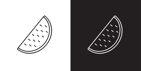 Fruit icon. Line icon of watermelon fruit. Fruits vector illustration icon. Icon set editable stroke in transparent and black background.
