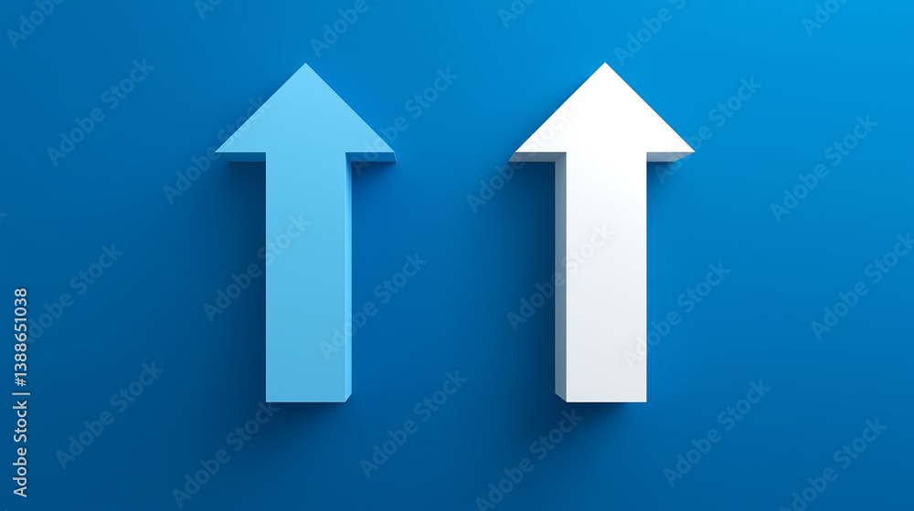 Aufkleber two 3d arrows pointing upwards symbolizing growth and progress