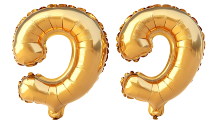 Gold 99 Balloon Illustration On Transparent Background For Celebration