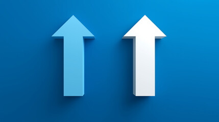 Two 3d arrows pointing upwards symbolizing growth and progress