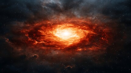 Fototapeta premium A vibrant cosmic scene featuring swirling fiery colors amidst a backdrop of stars, suggesting the beauty and mystery of the universe.