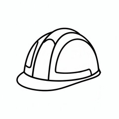 Fototapeta premium Outline sketch of a hard hat symbol for worker safety and occupational hazard materials