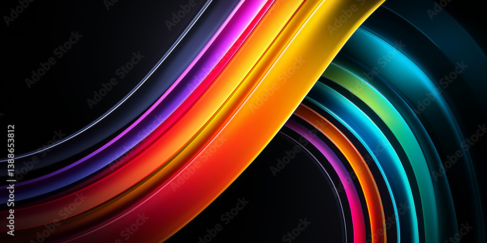 Poster colorful wavy lines creating an abstract and modern design