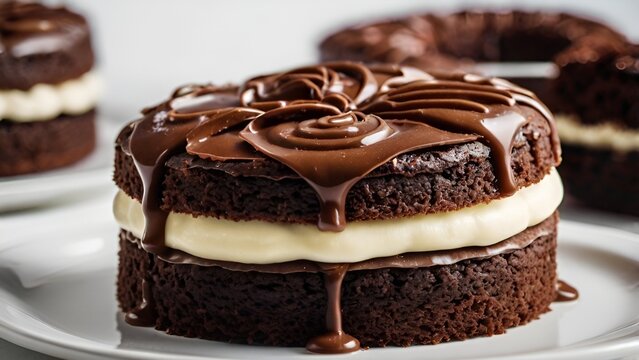 Cream-Filled Chocolate Cakes &ndash; Tasty Pastry Treats Isolated