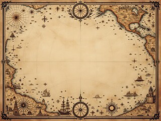 Vintage Ornate Background with Compass Design
