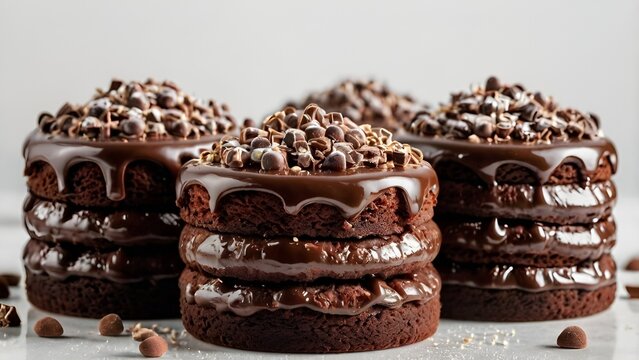 Delicious Chocolate Pastries Filled with Cream &ndash; Bakery Dessert on White
