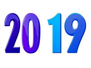 Illustration Of Shiny Blue 2019 Numbers On Transparent Isolated Background