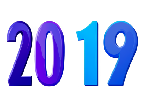 Illustration Of Shiny Blue 2019 Numbers On Transparent Isolated Background - Powered by Adobe