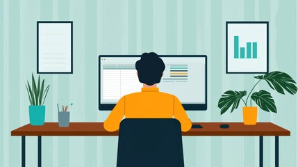 Fototapeta premium Exploring trends in remote work a digital analysis of home office environments and tech data