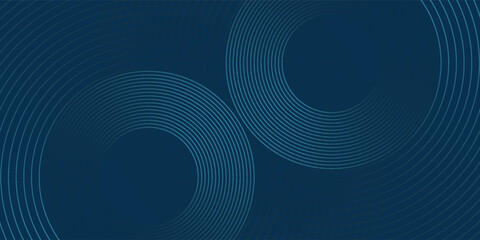 Abstract blue glowing geometric lines on dark blue background. Modern shiny blue circle lines pattern. Futuristic technology concept. Suit for cover  poster  banner  header  website. vector modern