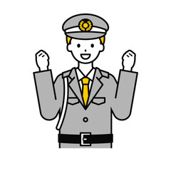 上半身のポーズ_シンプルな警備員の男性06