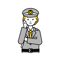 上半身のポーズ_シンプルな警備員の女性12