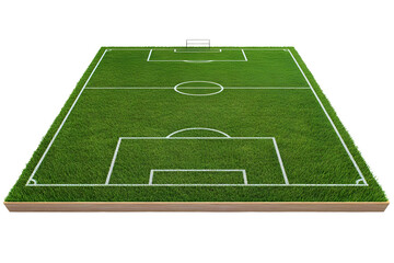Isolated 3D Realistic Football Field with Green Grass and Transparent Background