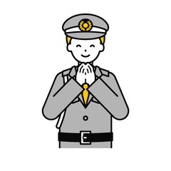 上半身のポーズ_シンプルな警備員の男性07