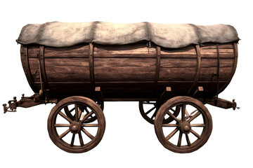 Isolated Antique Wooden Wagon Illustration With Transparent Background