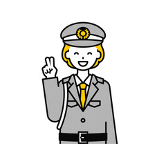 上半身のポーズ_シンプルな警備員の女性04