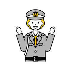 上半身のポーズ_シンプルな警備員の女性06