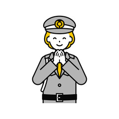 上半身のポーズ_シンプルな警備員の女性07