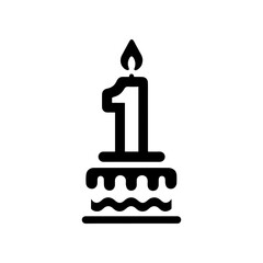 Birthday candle for one year old icon with transparent background