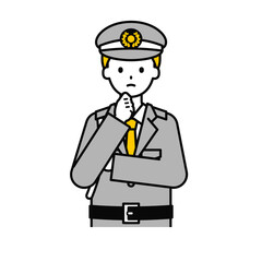 上半身のポーズ_シンプルな警備員の男性10