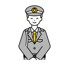 上半身のポーズ_シンプルな警備員の男性19