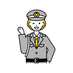 上半身のポーズ_シンプルな警備員の女性05