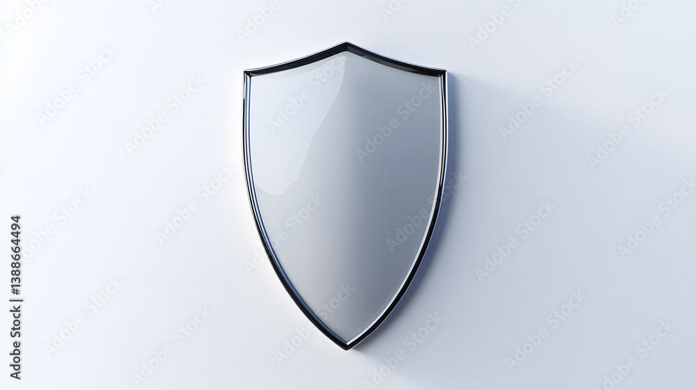 Poster cyber security safety shield in minimalistic style. 3d vector illustration. white background