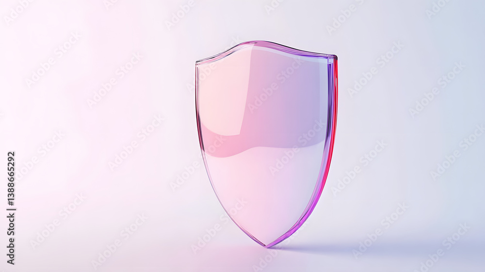 Poster cyber security safety shield in minimalistic style. 3d vector illustration. white background